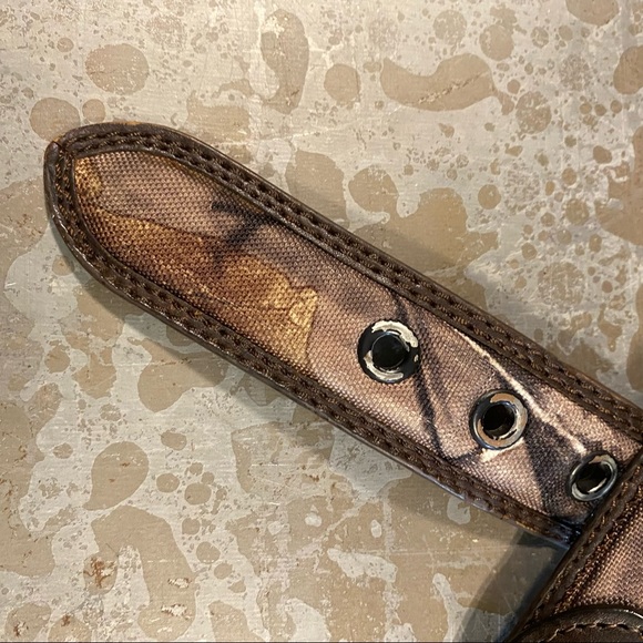 Camo Genuine Leather Belt Brown Size 42 Camouflage Brown Leaves Belt - Picture 5 of 8